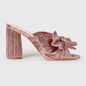 BRAND NEW in box Loeffler Randall “Penny” knotted lamé sandal in Rose
